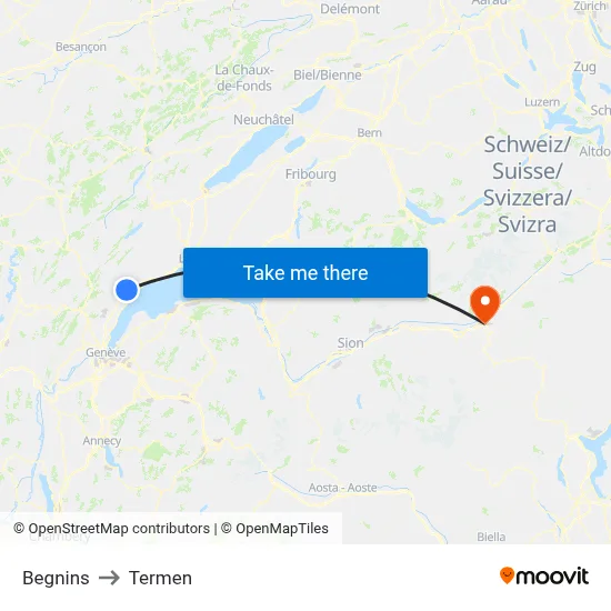Begnins to Termen map