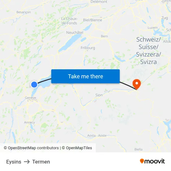 Eysins to Termen map