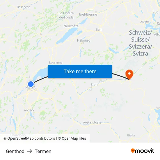 Genthod to Termen map