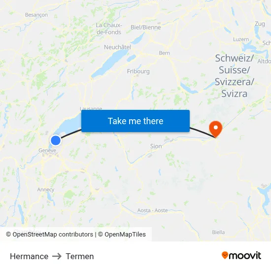 Hermance to Termen map