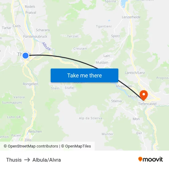 Thusis to Albula/Alvra map