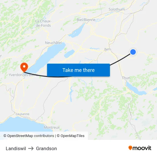 Landiswil to Grandson map