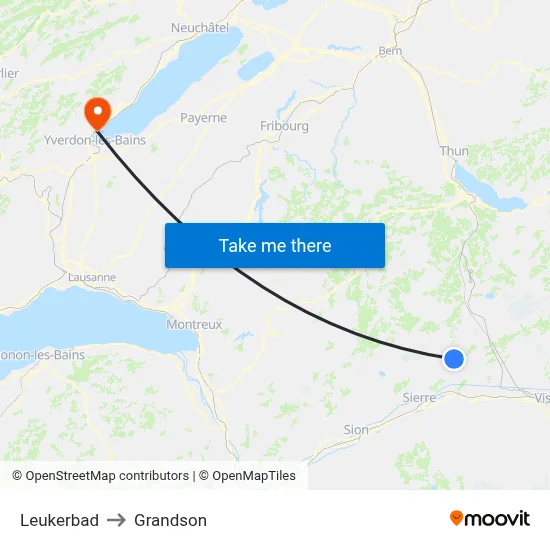 Leukerbad to Grandson map