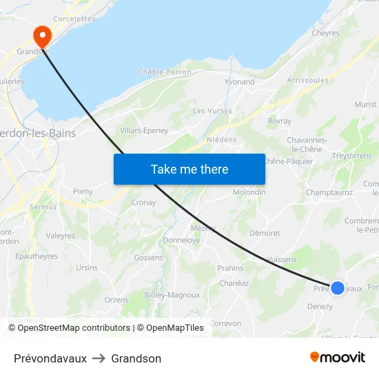 Prévondavaux to Grandson map
