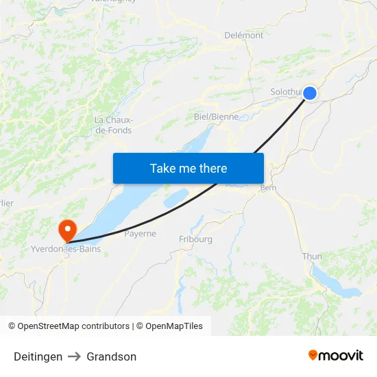 Deitingen to Grandson map