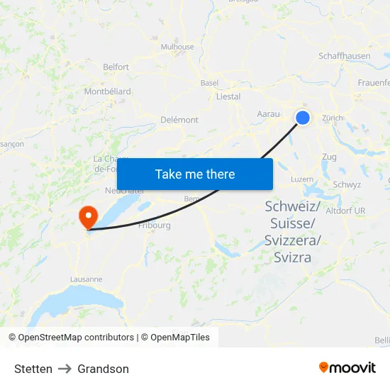 Stetten to Grandson map