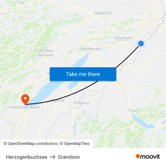 Herzogenbuchsee to Grandson map