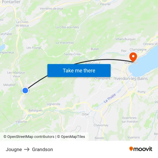 Jougne to Grandson map