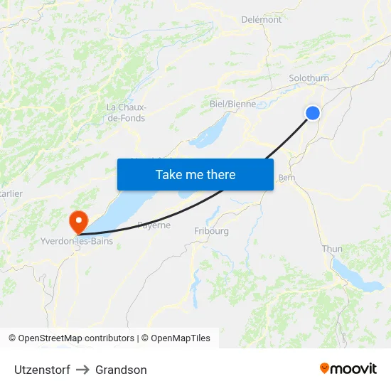 Utzenstorf to Grandson map