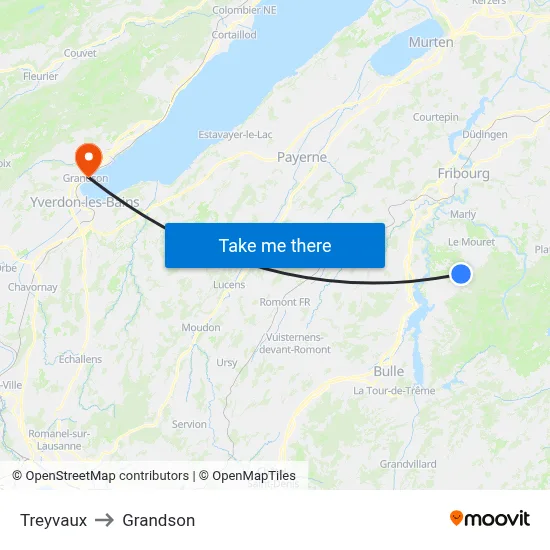 Treyvaux to Grandson map