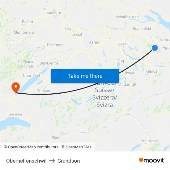 Oberhelfenschwil to Grandson map
