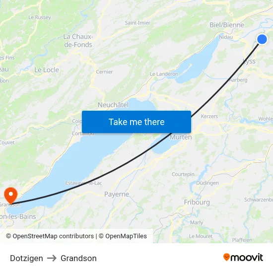 Dotzigen to Grandson map