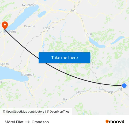 Mörel-Filet to Grandson map