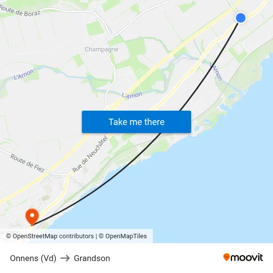 Onnens (Vd) to Grandson map