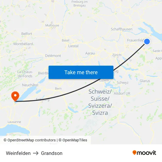 Weinfelden to Grandson map