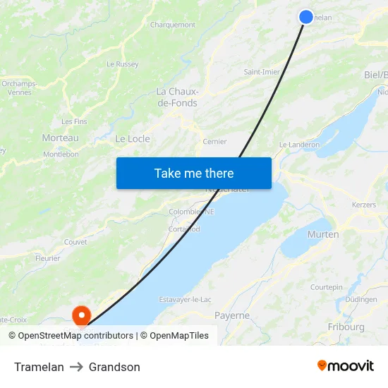Tramelan to Grandson map