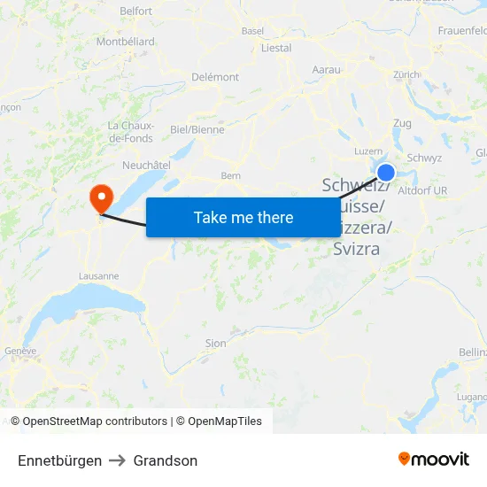 Ennetbürgen to Grandson map