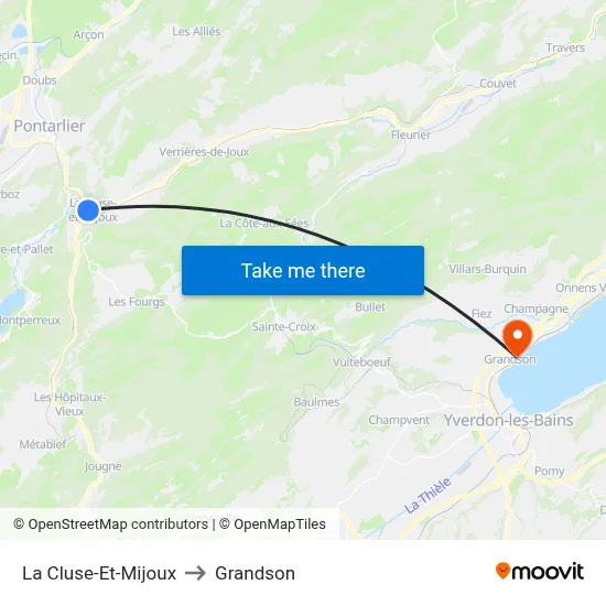 La Cluse-Et-Mijoux to Grandson map