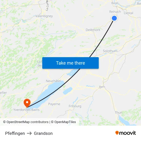 Pfeffingen to Grandson map