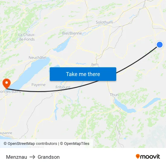 Menznau to Grandson map