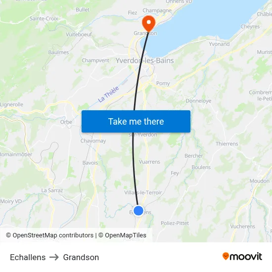 Echallens to Grandson map