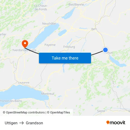Uttigen to Grandson map