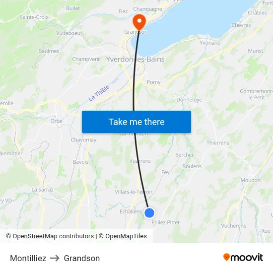 Montilliez to Grandson map