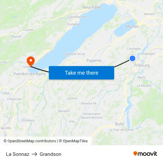 La Sonnaz to Grandson map