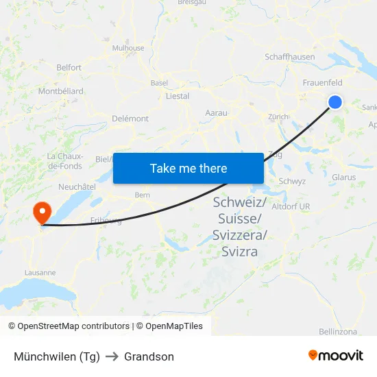 Münchwilen (Tg) to Grandson map