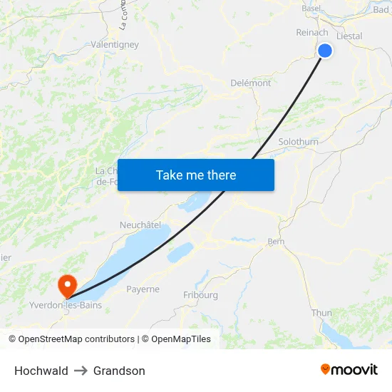 Hochwald to Grandson map