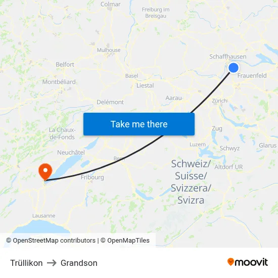 Trüllikon to Grandson map