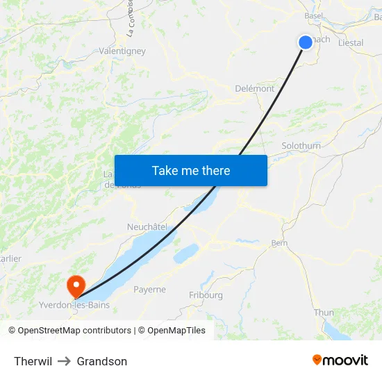 Therwil to Grandson map