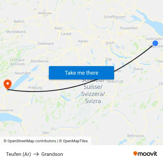 Teufen (Ar) to Grandson map