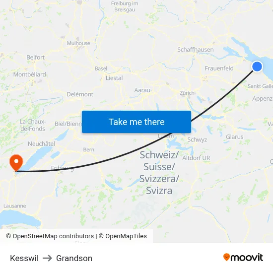 Kesswil to Grandson map