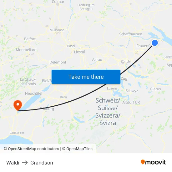 Wäldi to Grandson map