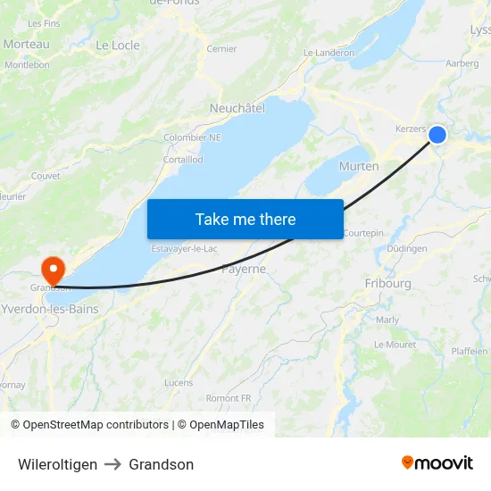 Wileroltigen to Grandson map