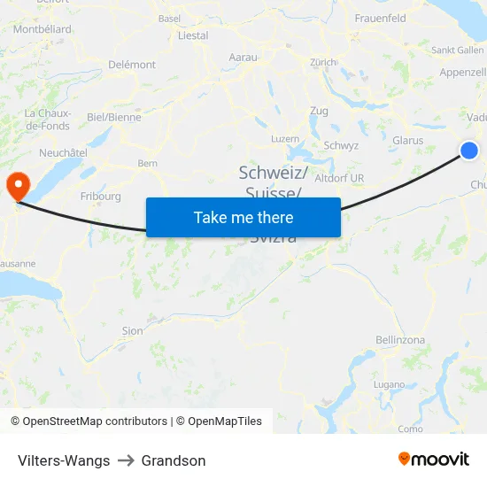 Vilters-Wangs to Grandson map