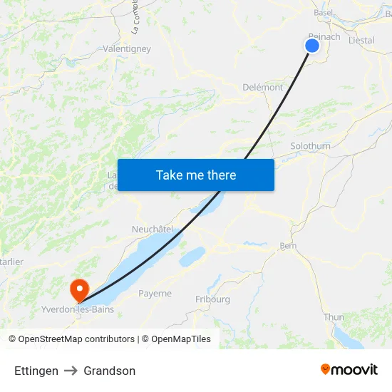 Ettingen to Grandson map
