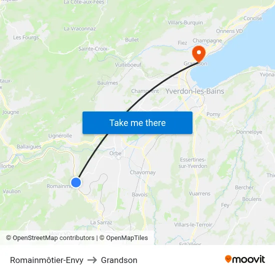 Romainmôtier-Envy to Grandson map