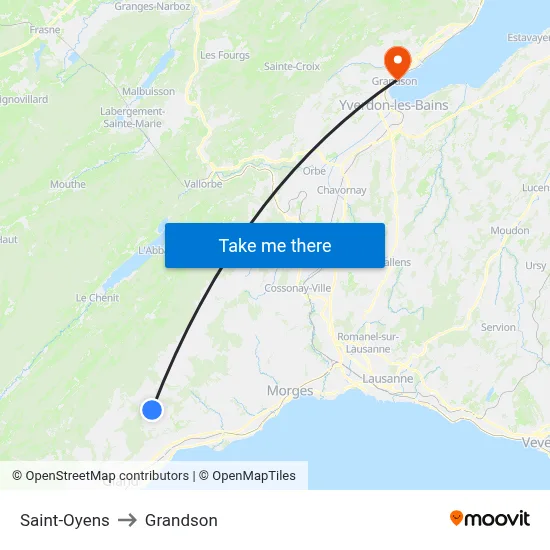 Saint-Oyens to Grandson map