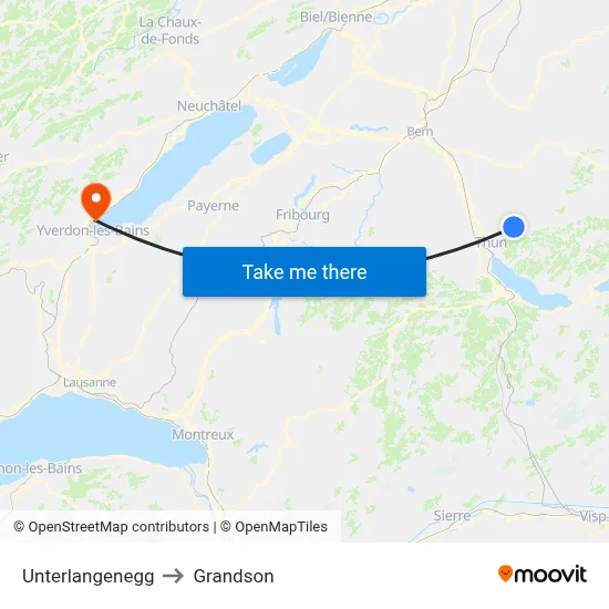 Unterlangenegg to Grandson map