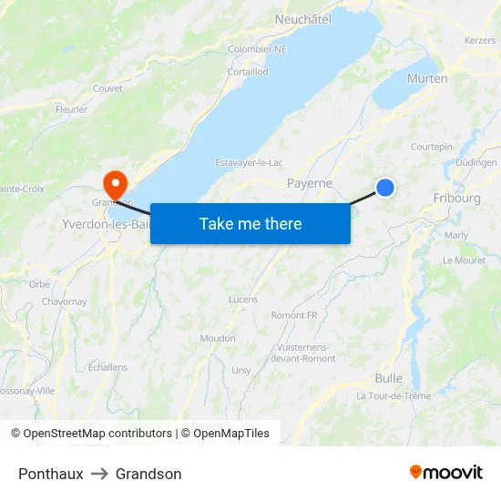 Ponthaux to Grandson map