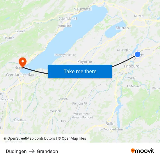 Düdingen to Grandson map