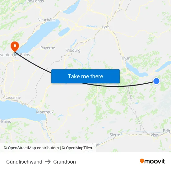 Gündlischwand to Grandson map