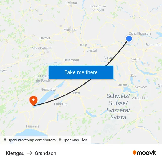 Klettgau to Grandson map