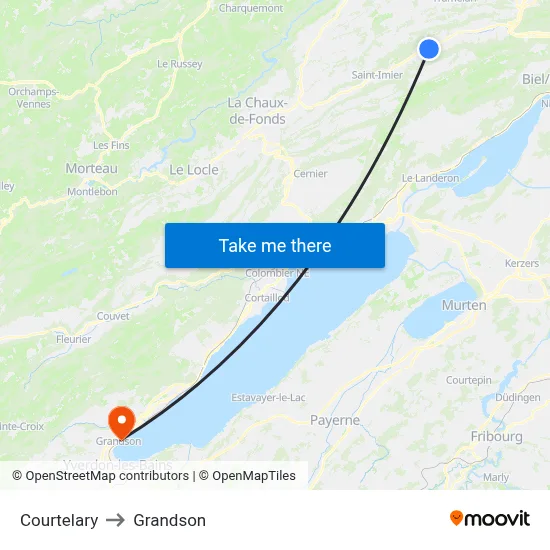 Courtelary to Grandson map
