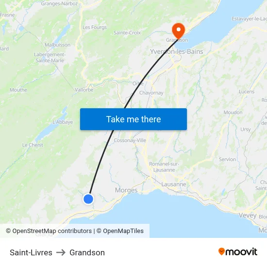 Saint-Livres to Grandson map