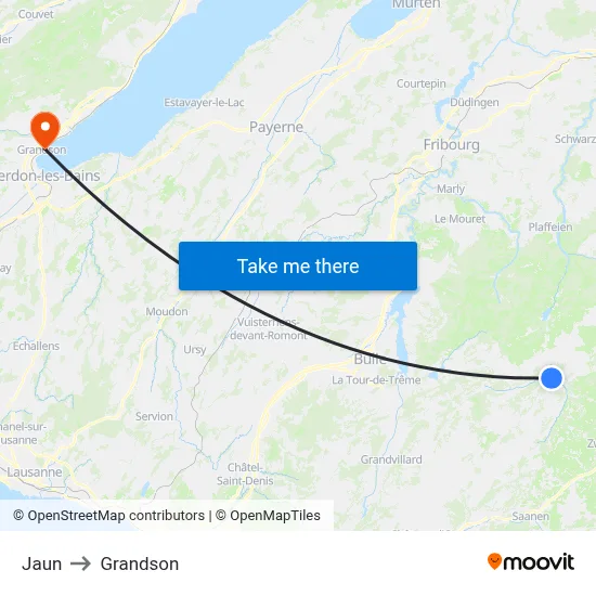 Jaun to Grandson map