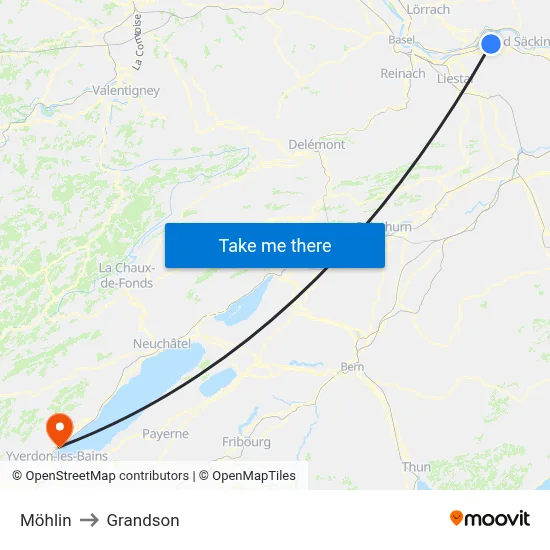 Möhlin to Grandson map