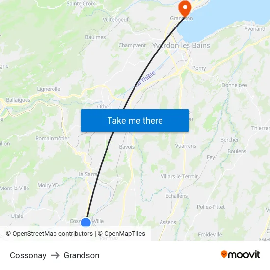 Cossonay to Grandson map